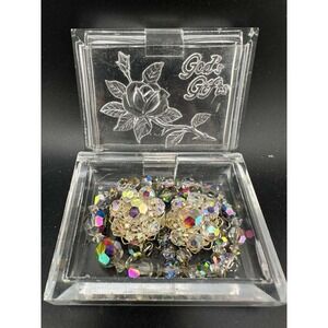 Alice Caviness Vintage AB Crystal Necklace and Clip Earrings Set‎ 056(62)